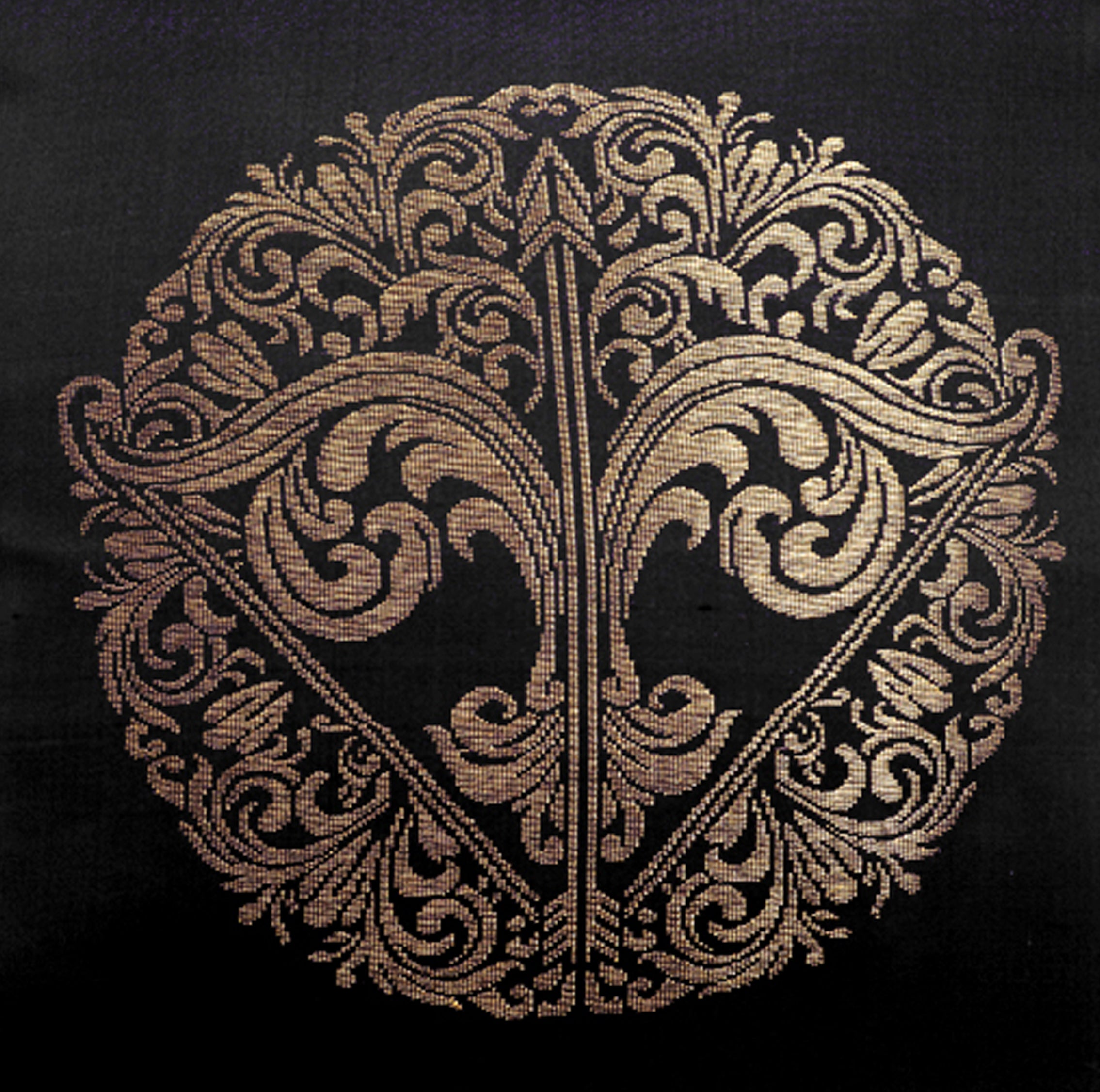 Black Pure Mulberry Silk Golden Zari Sagittarius Zodiac Cushion Cover Golden Pillow cover