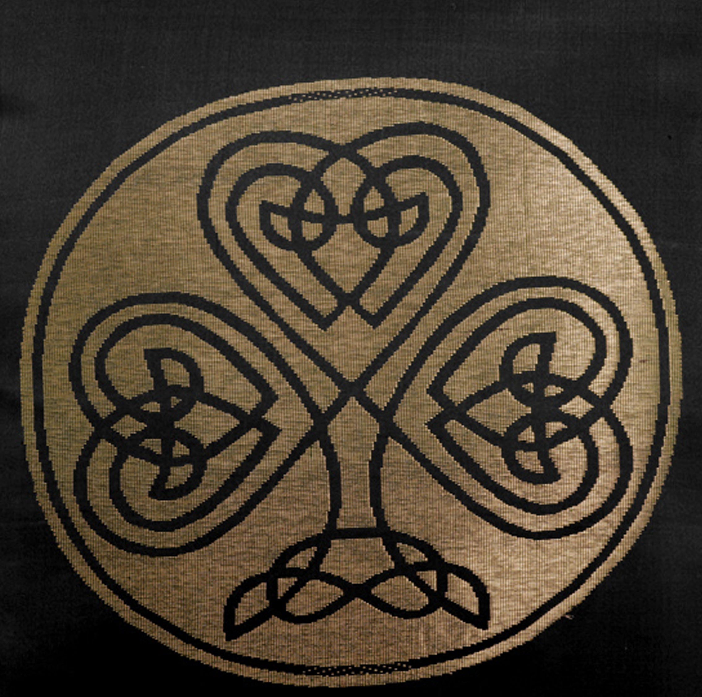 Black Pure Mulberry Silk Golden Zari Celtic Cushion Cover Golden