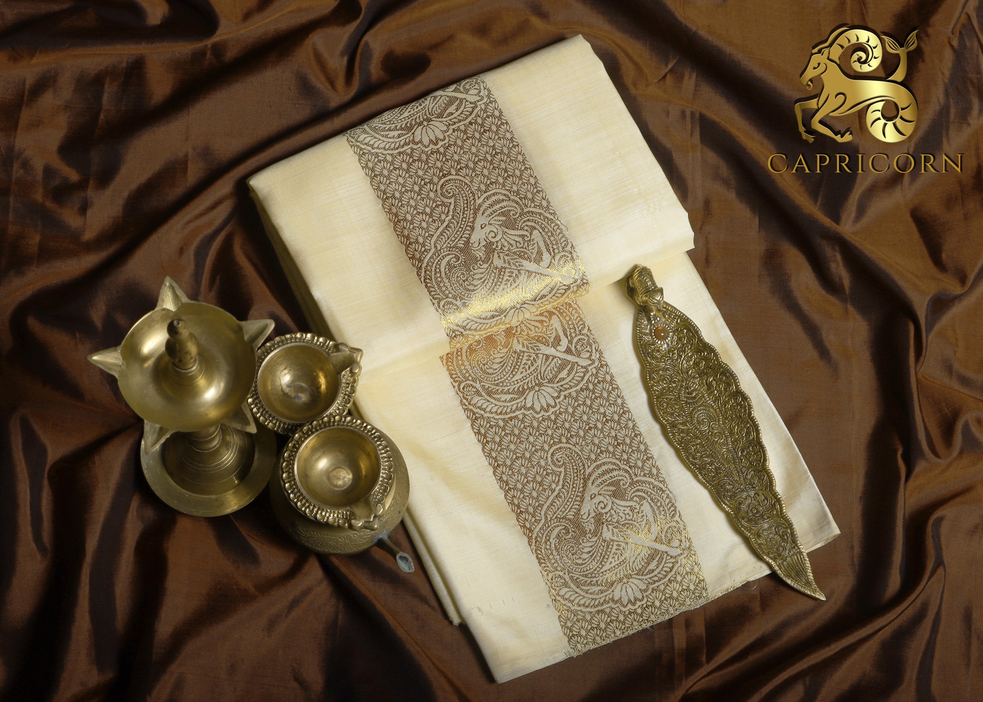 Capricorn Zodiac Handloom Pure Mulberry Silk Dhoti white mundu vesti Temple Indian wedding dhoti Designer men's dhoti Wedding silk dhoti Men's ethnic Festival men Handwoven