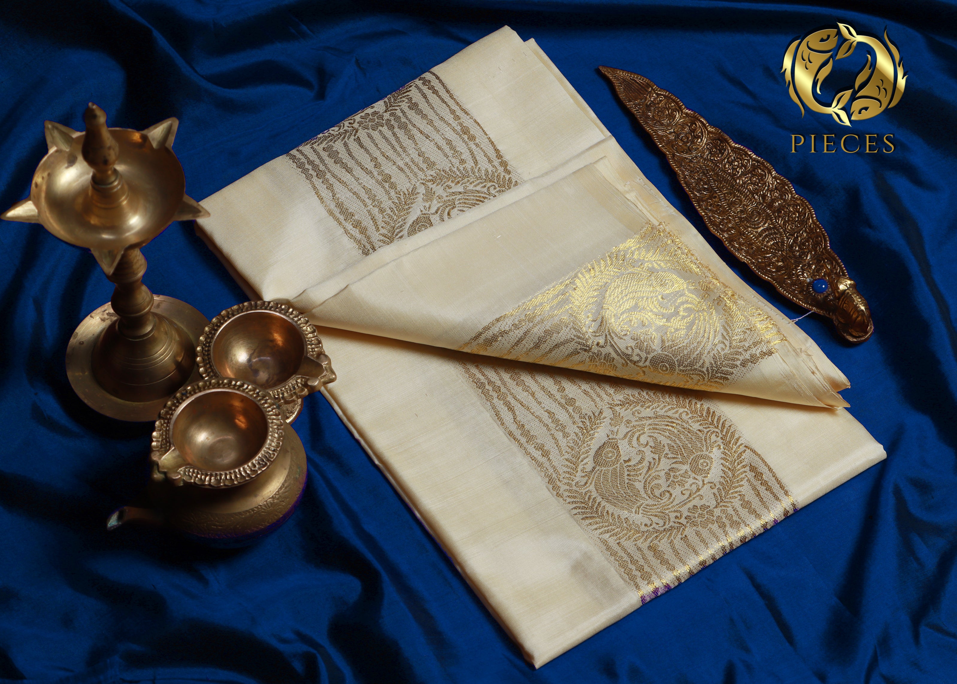 Pisces Zodiac Handloom Pure Mulberry Silk Dhoti white mundu vesti Temple Indian wedding dhoti Designer men's dhoti Wedding silk dhoti Men's ethnic Festival men Handwoven Mughal